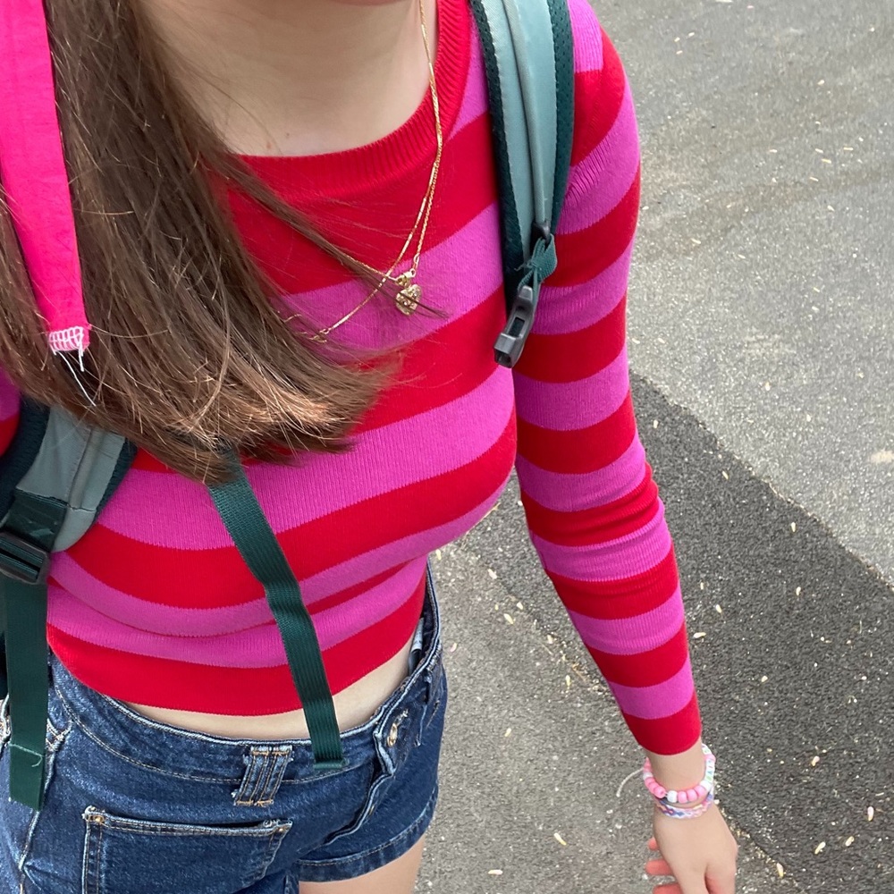 Red and pink zara top